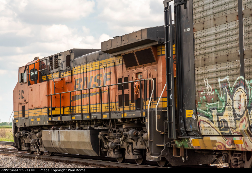 BNSF 612, eastbound DPU ex ATSF 612 GE C44-9W, now GE AC44C4M , DC-AC C4 conversion, seen here on 6/02/21